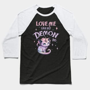 Creepy Cute Kawaii Unicorn Cat Caticorn Pastel Goth Baseball T-Shirt